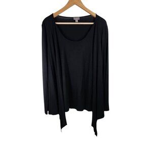 J.Jill‎ Wearever Collection Cardigan Tank Set Women L Black Layered Knit Stretch
